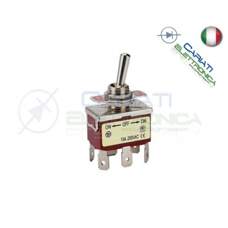 Interruttore Deviatore a Leva DPDT ON OFF ON 15A 250V 6 Pin
