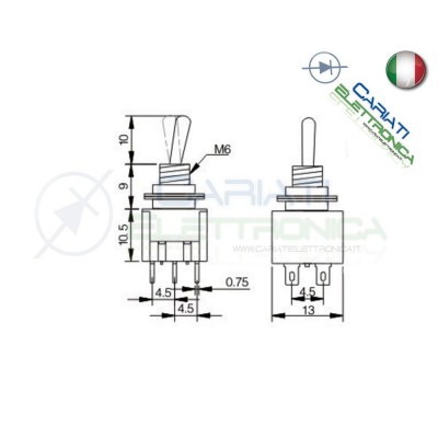 Interruttore Deviatore a Leva ON ON 3A 125V 6 Pin