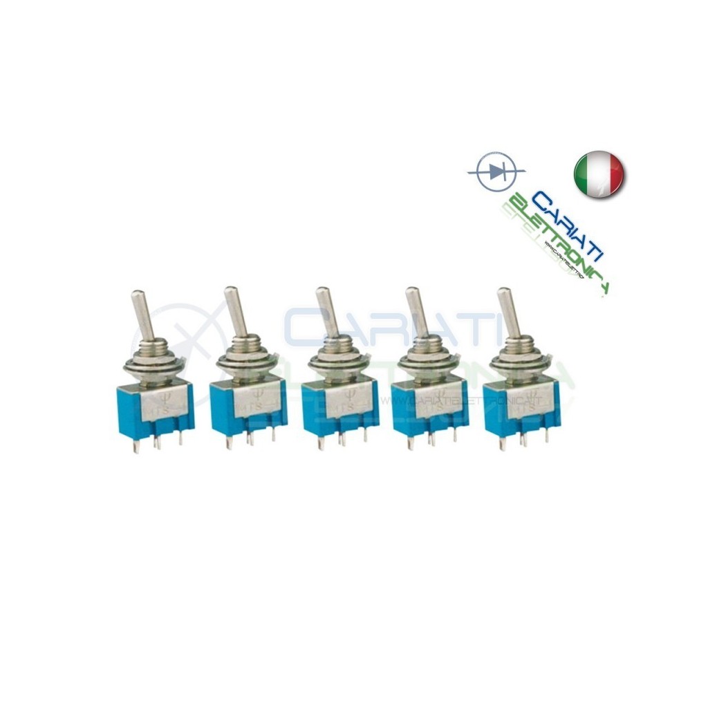 5 Interruttori Deviatore a Leva ON OFF ON 2A 250V con ritorno centrale