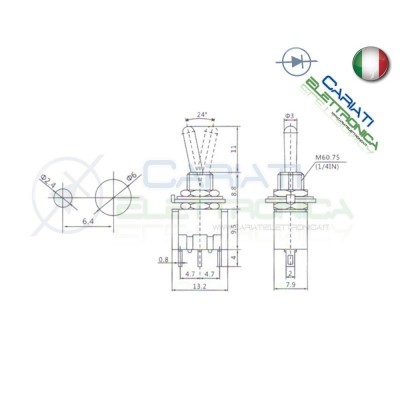 Interruttore Deviatore a Leva ON ON 2A 250V con Ritorno