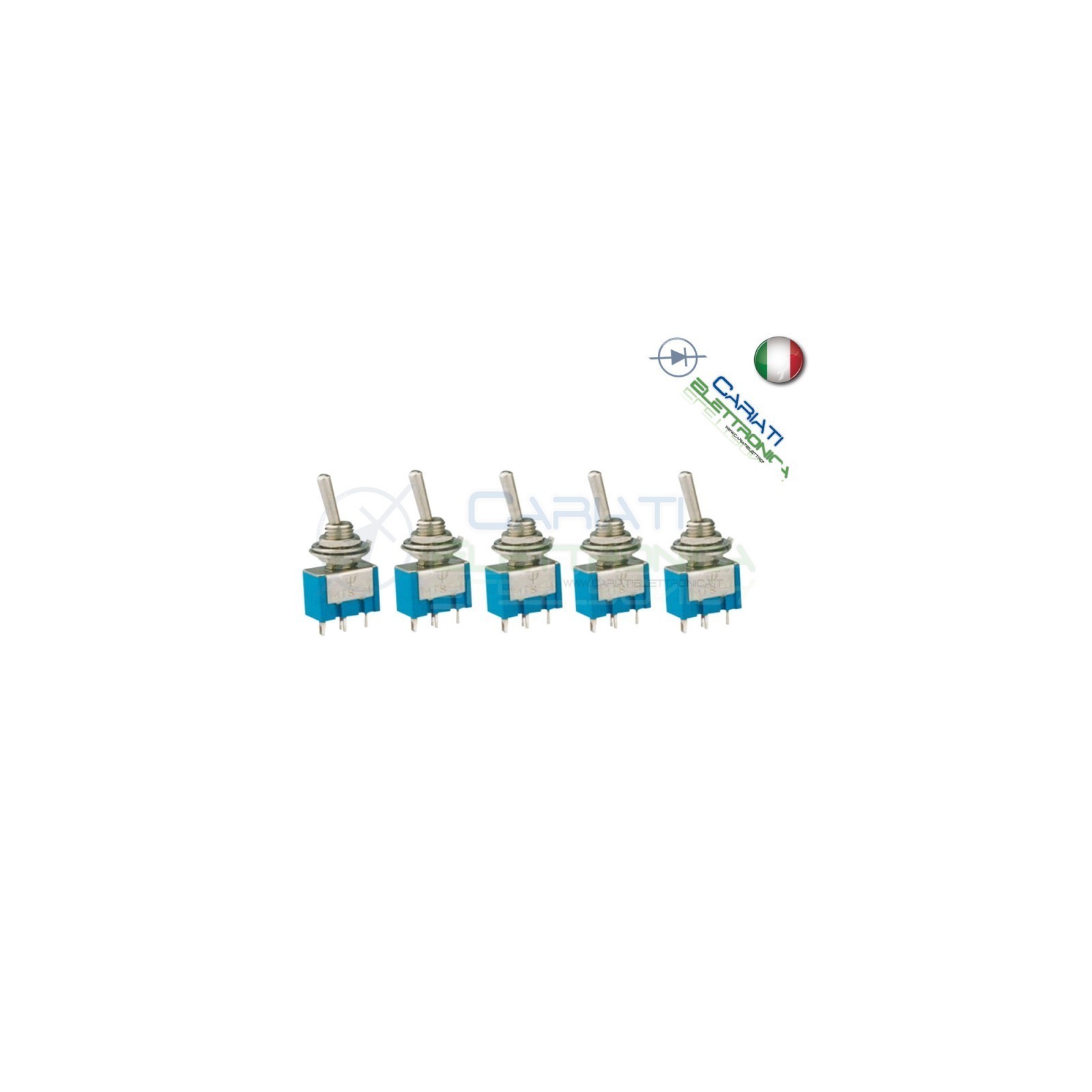 5 Interruttori Deviatore a Leva ON OFF ON 2A 250V con ritorno