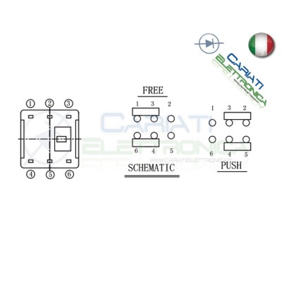 2 PEZZI PULSANTE DEVIATORE ON ON DPDT MICRO DOPPIO 8X8 mm PCB 6 PIN