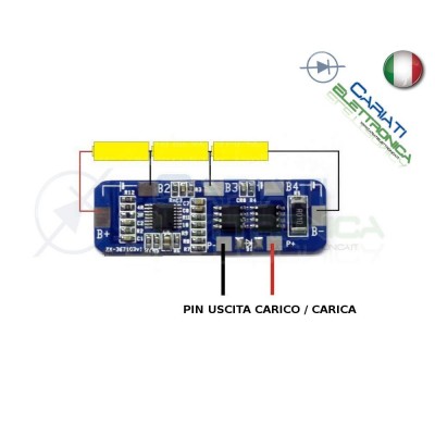 Circuito di protezione per 3 batterie 18650 Litio Li-ion PCB battery 11.1V 4AGenerico