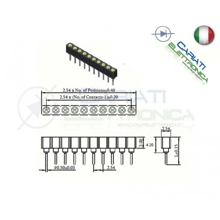 Connettore strip line 40 poli Femmina StripLine passo 2.54mm