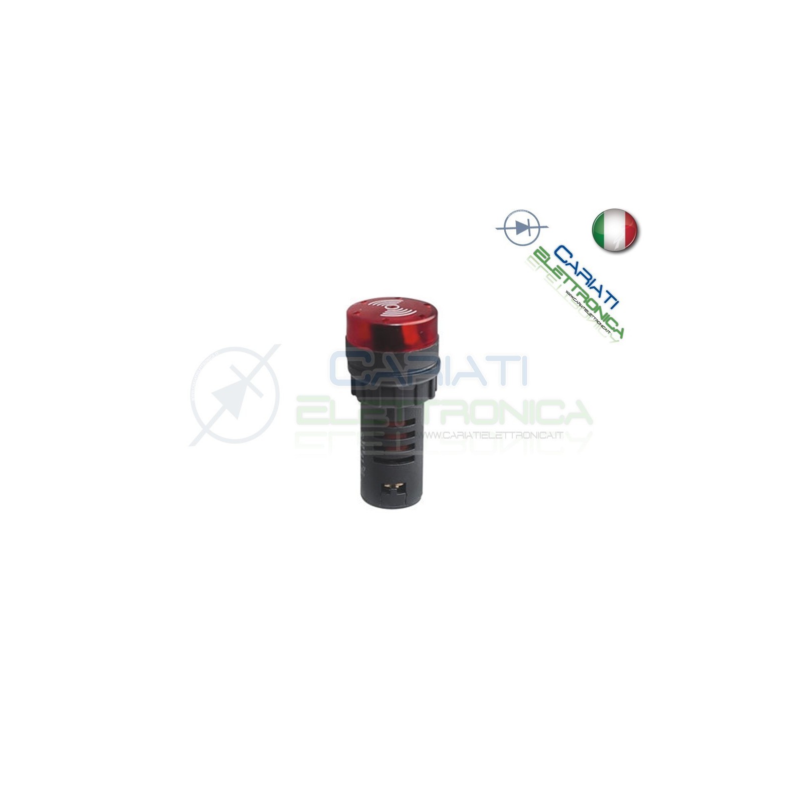 SPIA DI SEGNALAZIONE LUMINOSA SONORA 220V LED ROSSO BUZZER