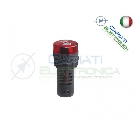 SPIA DI SEGNALAZIONE LUMINOSA SONORA 220V LED ROSSO BUZZER