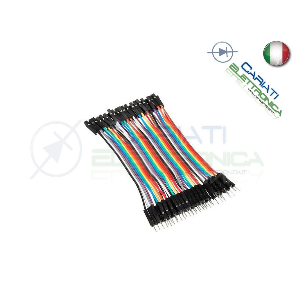 40 ponticelli da 10cm MF DUPONT flessibili jumper breadboard