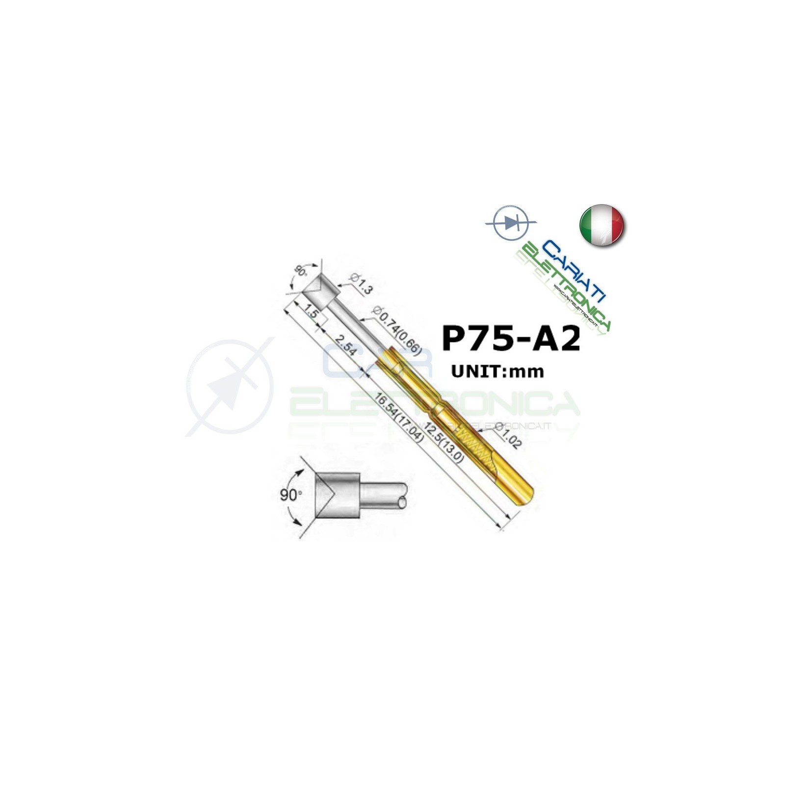 5 PEZZI Sonda test a molla PCB IC P75-A2 ring Probe Pin