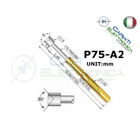 5 PEZZI Sonda test a molla PCB IC P75-A2 ring Probe Pin