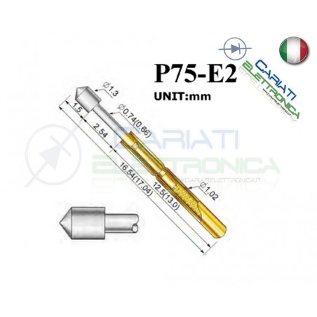 5 PEZZI Sonda test a molla PCB IC P75-E2 ring Probe Pin Generico