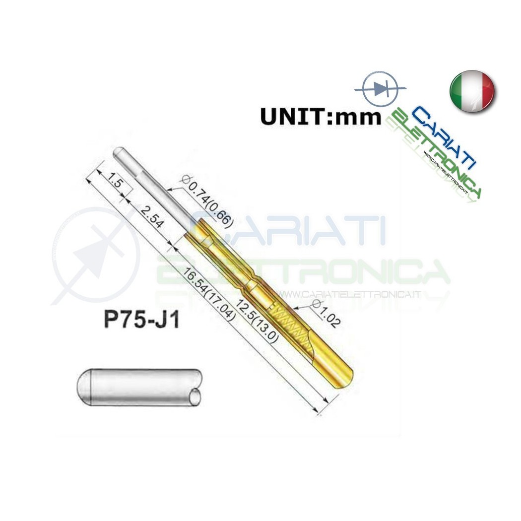 5 PEZZI Sonda test a molla PCB IC P75-J1 ring Probe PinCariati Elettronica