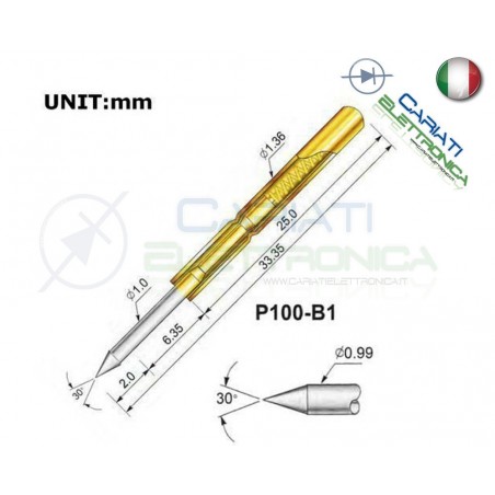 5 Pezzi Sonda test a molla PCB IC P100-B1 ring Probe Pin Generico