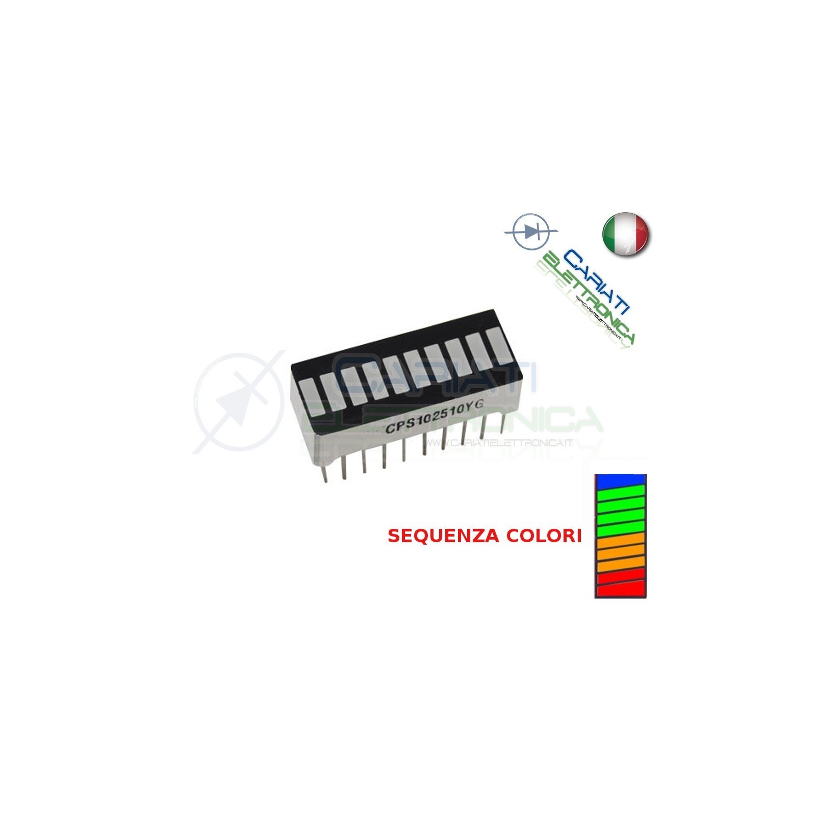 Display ledbar barra a led 10 segmenti livelli 4 colori
