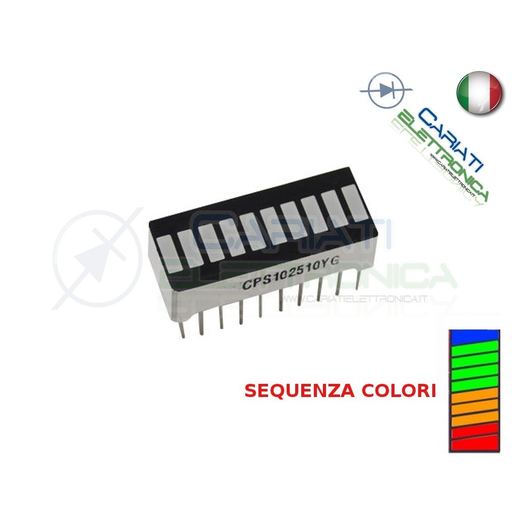 Display ledbar barra a led 10 segmenti livelli 4 colori