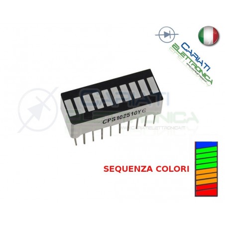Display ledbar barra a led 10 segmenti livelli 4 colori