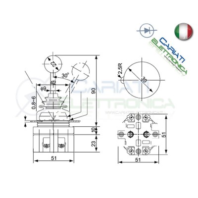 Joystick manopola da pannello industriale DPST NO 250V 6A 2 POSIZIONI