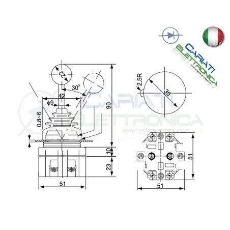 Joystick manopola da pannello industriale DPST NO 250V 6A 2 POSIZIONI