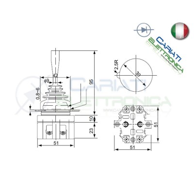 Joystick manopola da pannello industriale DPST NO 250V 6A 2 POSIZIONI