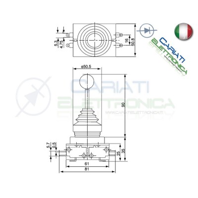 Joystick manopola da pannello industriale 4PDT 220V 6A 4 POSIZIONI