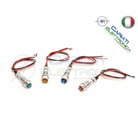 KIT 4 SPIE SPIA DI SEGNALAZIONE LUMINOSA 12V COLORI LED VERDE BLU ROSSO GIALLO