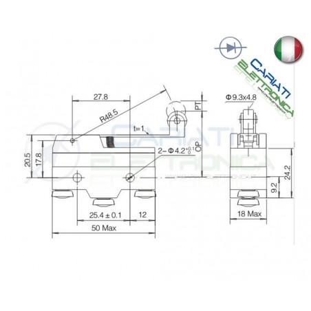 Microswitch Pulsante Fine Corsa Micro Switch a leva SPDT 15A 250Vac