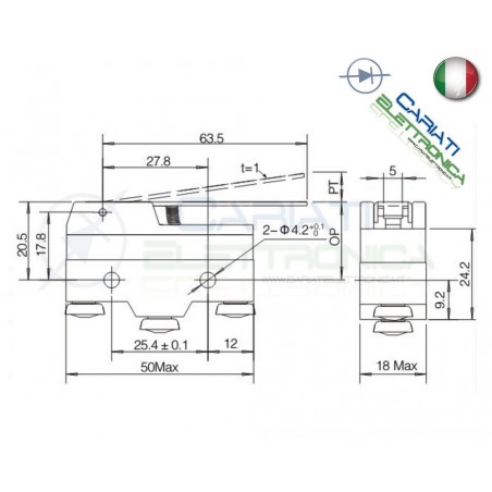 Microswitch Pulsante Fine Corsa Micro Switch a leva SPDT 15A 250Vac