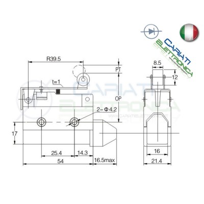 Microswitch Pulsante Fine Corsa Micro Switch SPDT a leva 10A 250V