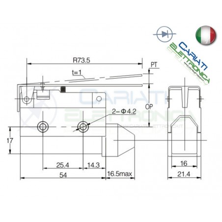Microswitch Pulsante Fine Corsa Micro Switch SPDT a leva 10A 250V