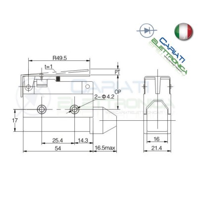 Microswitch Pulsante Fine Corsa Micro Switch SPDT a leva 10A 250V