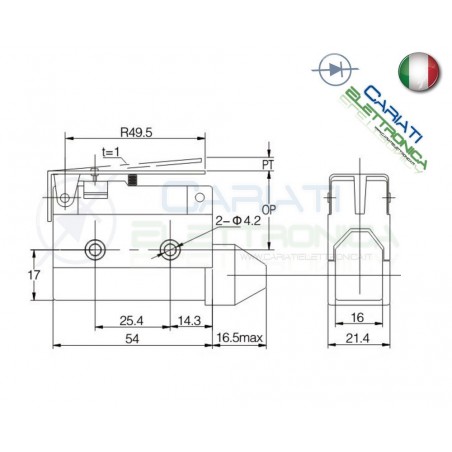 Microswitch Pulsante Fine Corsa Micro Switch SPDT a leva 10A 250V