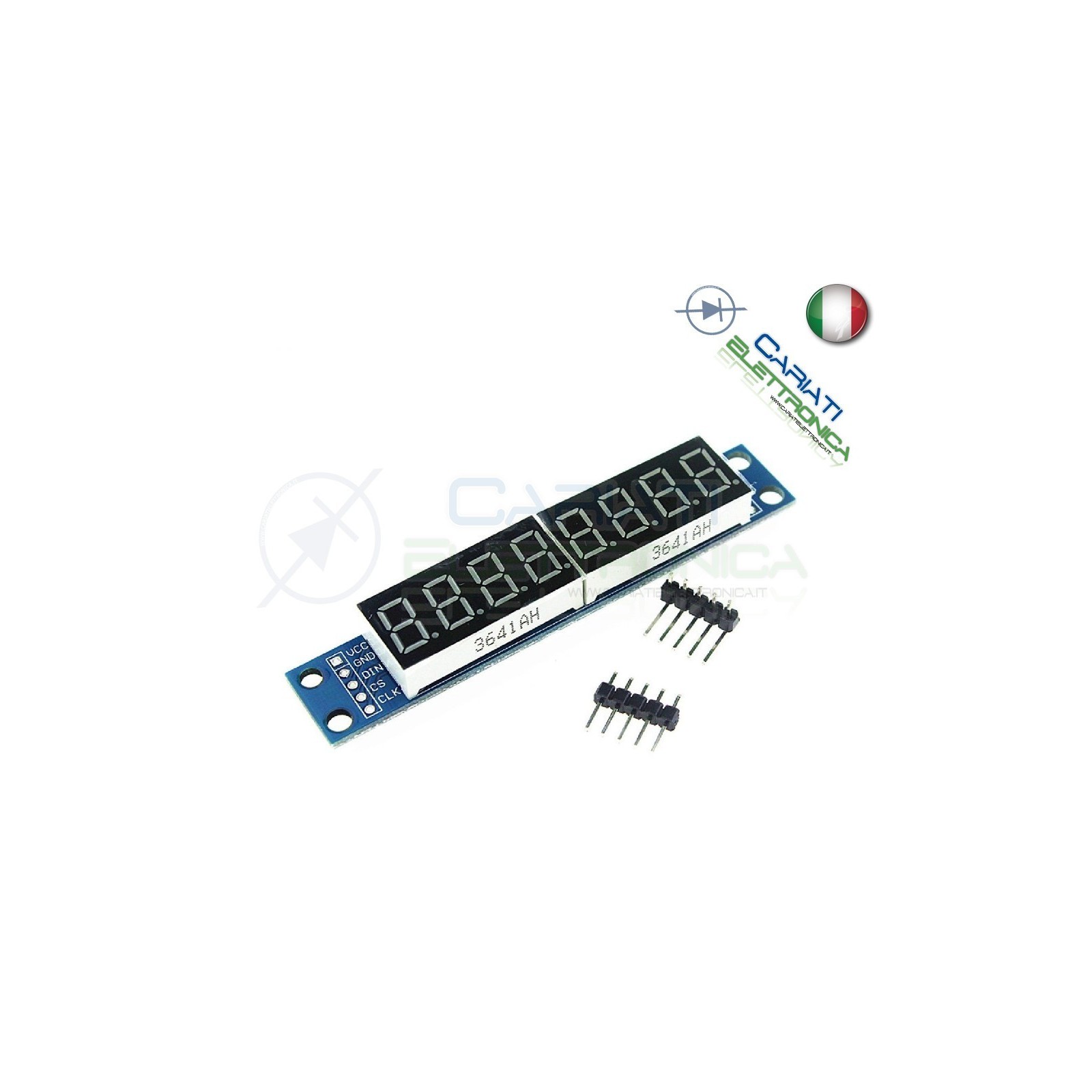 Modulo display 7 segmenti a 8 cifre seriale con MAX7219 shield arduino pic