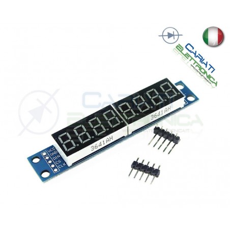 Modulo display 7 segmenti a 8 cifre seriale con MAX7219 shield arduino pic