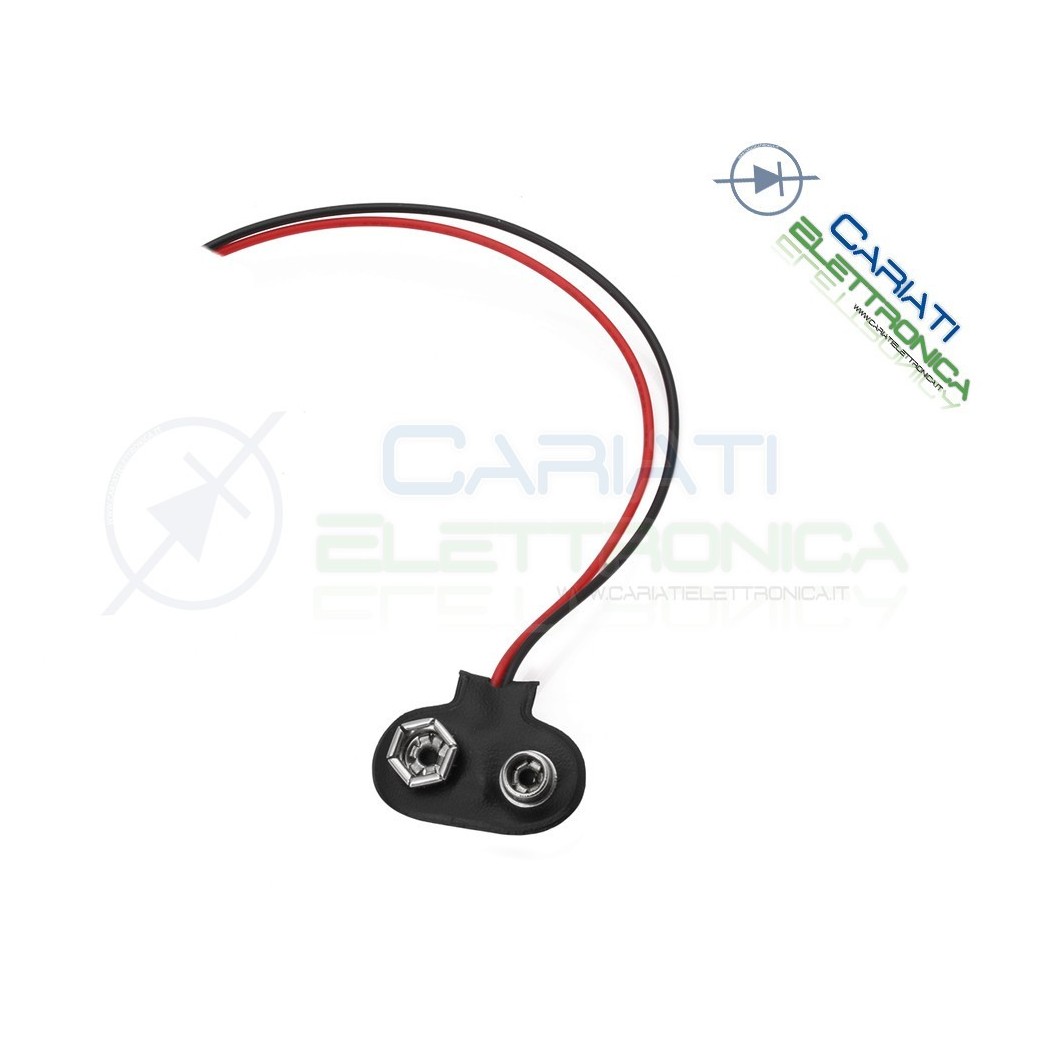 3 pezzi Cavo Snap attacco per pila batteria portabatteria 9 V modello T
