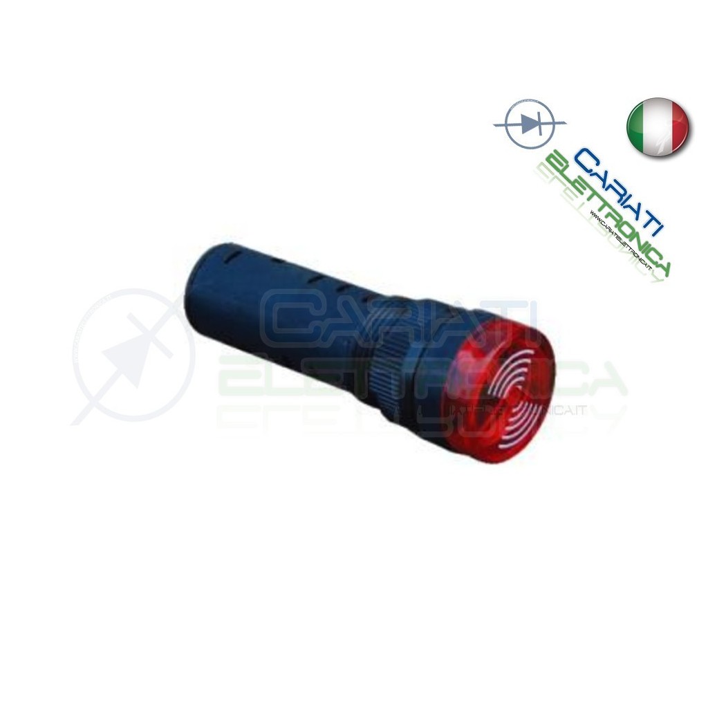 SPIA DI SEGNALAZIONE LUMINOSA SONORA 12V LED ROSSO BUZZER