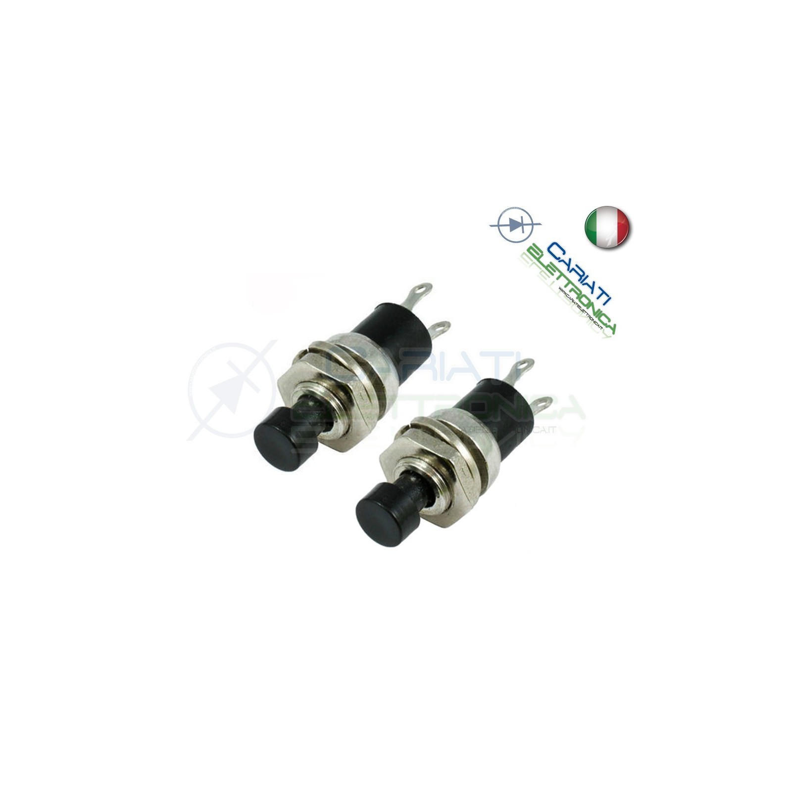 2 PEZZI INTERRUTTORE PULSANTE NORMALMENTE APERTO 125V 1A NERO SPST NO