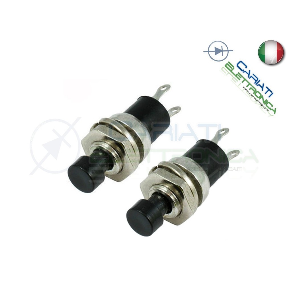 2 PEZZI INTERRUTTORE PULSANTE NORMALMENTE APERTO 125V 1A NERO SPST NO
