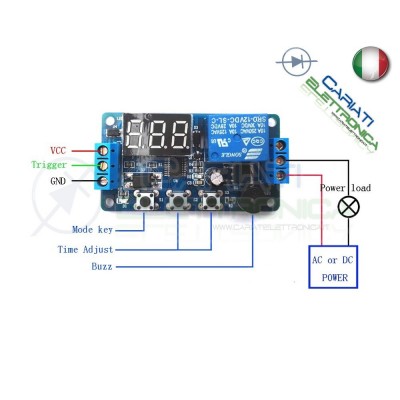 Scheda modulo relè temporizzatore timer multifunzione 12V con display