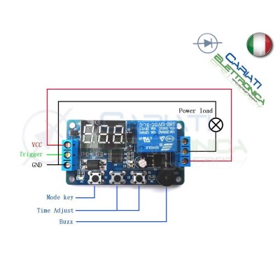 Scheda modulo relè temporizzatore timer multifunzione 12V con display