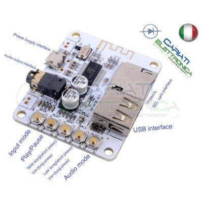Scheda audio Bluetooth per riproduzione musica a distanza cuffie casse