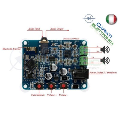 SCHEDA MODULO AMPLIFICATORE STEREO PAM8610 2x10 W Bluetooth Audio