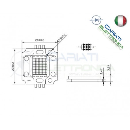 Led Power BLU 10W 10 Watt 9-12V 1A 455-465nmGenerico