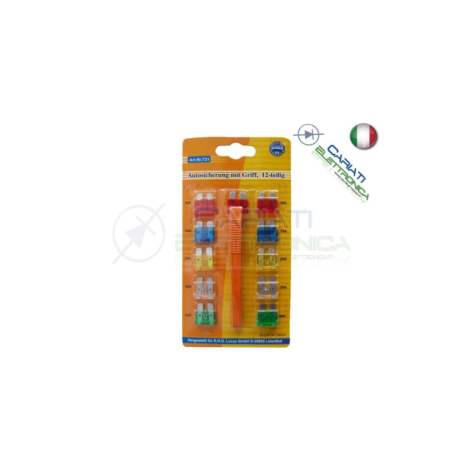 Kit di 11 Fusibili a Lama da 19mm per Auto con Pinza