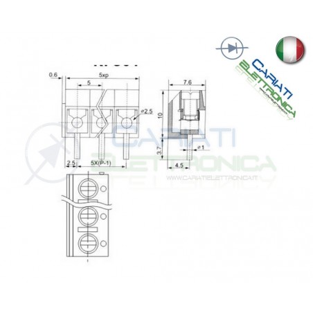 10 PEZZI Morsettiera 2 Poli H 10 Morsetti Connettore PCB Terminal Block