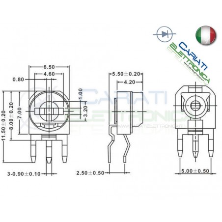5 pezzi Potenziometro Trimmer Resistenza Variabile 1M ohm 1Mohm