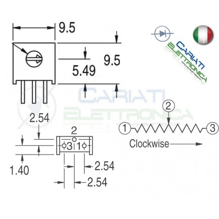 2 pezzi Potenziometro Trimmer 3386X 1K ohm 1Kohm