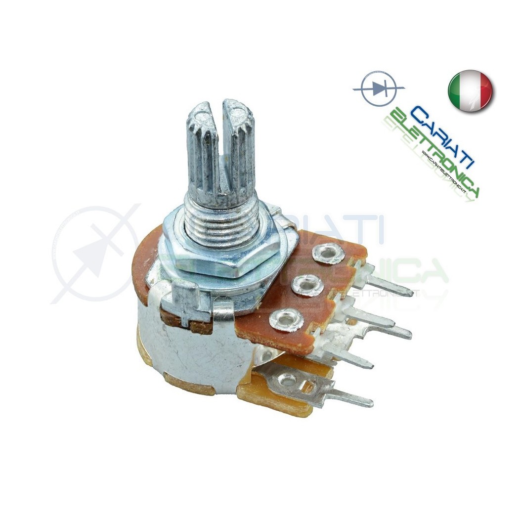 POTENZIOMETRO ROTATIVO LINEARE MONOGIRO CON INTERRUTTORE SWITCH 500Kohm 15mm