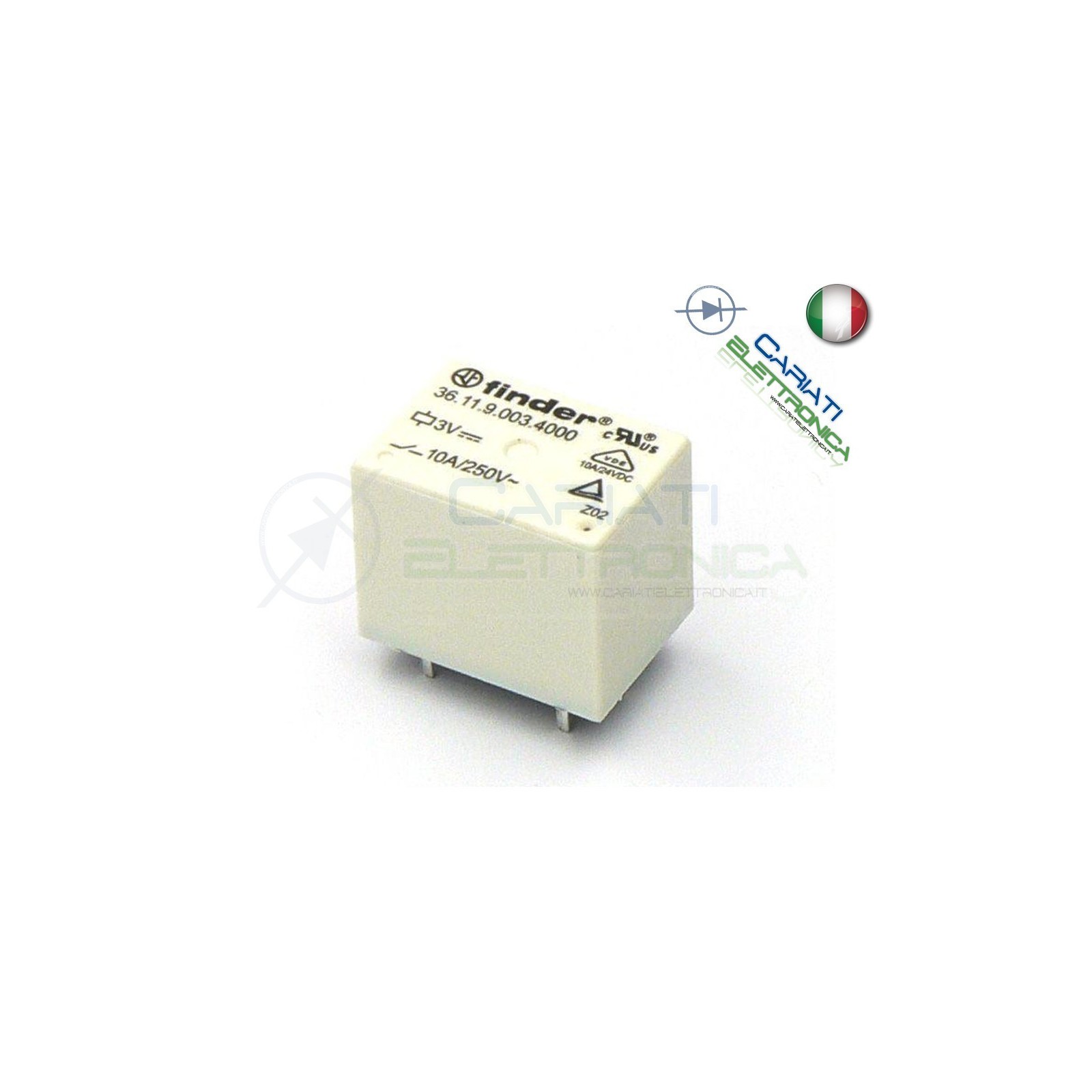 Relè Finder 36.11.9.003.4011 con bobina 3Vdc 3V DC 10A 250Vac 10A 30Vdc SPDTFinder