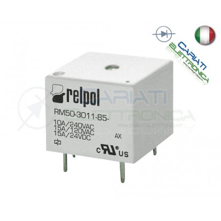 Relè RELPOL RM50-3011-85-1003 con bobina 3Vdc 3V DC 10A 240Vac 15A 24Vdc SPDT