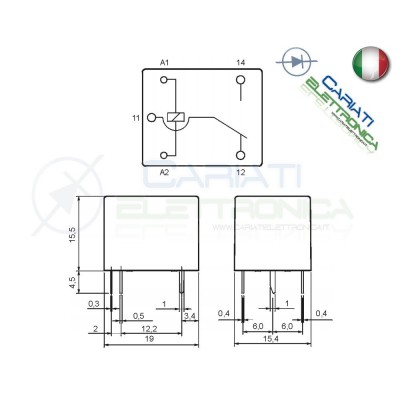 Relè RELPOL RM50-3011-85-1003 con bobina 3Vdc 3V DC 10A 240Vac 15A 24Vdc SPDT