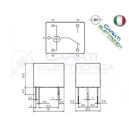 Relè RELPOL RM50-3011-85-1003 con bobina 3Vdc 3V DC 10A 240Vac 15A 24Vdc SPDT